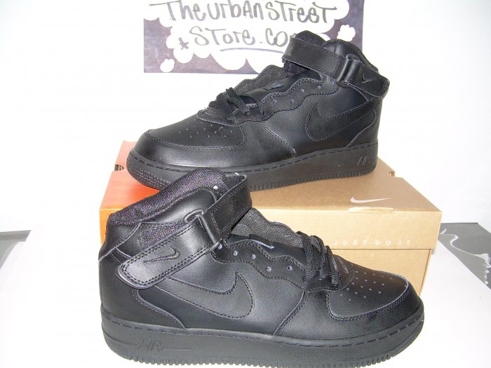 NIKE AIR FORCE ONE ALL BLACK HIGH TOPS MENS SIZE 13