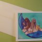 Afghan Dogs on Moon portrait - handmade Personalized dog  Notecards