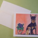 Custom Cards dog art Chihuahua Dog and Puppy Portrait - Personalized Notecards