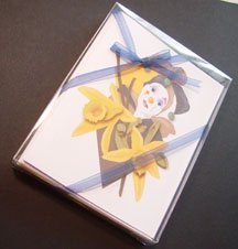 Harlequin clown & Vanilla flower- set of 8 note-cards handmade notecards from artist Ines Miller