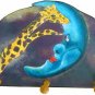 Giraffe jumping Over Moon leash key rack holder whimsical art