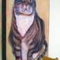 Tabby Cat striped kitty wood leash key rack peg holder handmade gift