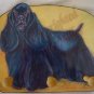 Black Cocker Spaniel American COCKER Dog portrait HANDMADE wood leash holder rack key holder