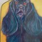 Black Cocker Spaniel American COCKER Dog portrait HANDMADE wood leash holder rack key holder