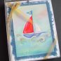 Nautical whimsical Notecards on blue handmade banana paper