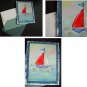Nautical whimsical Notecards on blue handmade banana paper