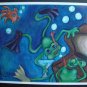 Diving Frog Orange fish treasure hunt Green Olives Outsider Surreal Surrealism Outsider Art Print
