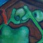 Diving Frog Orange fish treasure hunt Green Olives Outsider Surreal Surrealism Outsider Art Print
