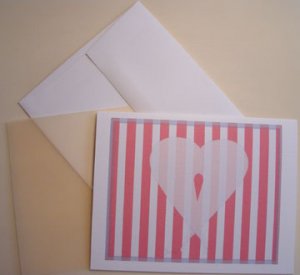 Notecards Heart & Stripes silhouette Personalized Note-cards Set 8 colored vellum partchment paper