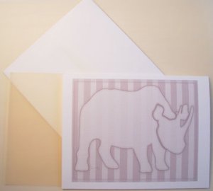 Rhino silhouette Personalized Notecards CHOCOLATE stripes whimsical art