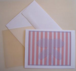 Butterfly portrait silhouette Personalized Notecards Orange white Whimsical stripes cards set8