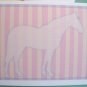Horse silhouette portrait Personalized Notecards  pretty Pink & yellow stripes note cards
