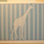 Giraffe  silhouette portrait Personalized Notecards whimsical stripes Aqua Blue