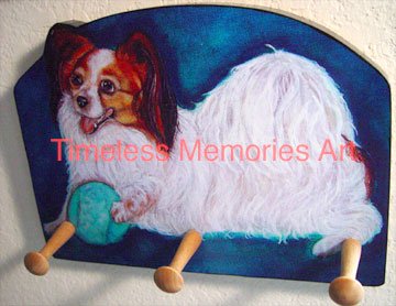 Papillon dog handmade wood leash holder rack key holder whimsical handcrafted gifts