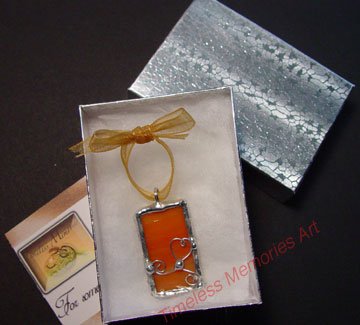 Handmade Glass pendant wire ornate design Orange PAPAYA soldered pendants pendant necklace