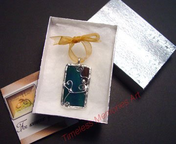 Handmade Glass pendant wire ornate design MULTICOLOR-blue-aqua green purple soldered pendants