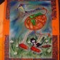 greeting Card pumpkin flying kite tuxedo cat Kitty Halloween handmade greeting cards surreal