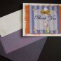 Tulip whimsical lilac stripes THANK YOU Notecards on rust handmade banana paper