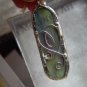 Glass Pendant floral green purple whimsical ornate wire handmade pendants