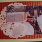 Greeting card handmade Choo-Choo Train whimsical white Christmas cards smowman skating