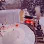 Greeting card handmade Choo-Choo Train whimsical white Christmas cards smowman skating