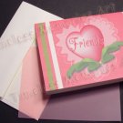 Greeting Card Handmade Cards Pink Heart FRIENDS Valentine floral lace whimsical pinky  heart