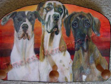 Great Dane trio Dog Key Leash Rack Holder Gentle Giant doggies