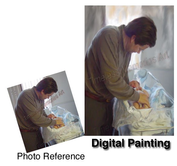 Commissioned Digital Portrait painting custom Portraiture Size 11 X 14 DIGITAL ART