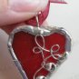 Red heart valentine soldered glass pendant  handmade  jewelry  whimsical  wearable jewelry art
