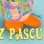 FELIZ Pascua Spanish HAPPY EASTER Handmade Greeting card egg duckling