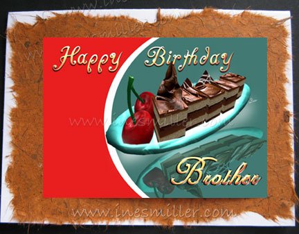 BROTHER Happy Birthday Card handmade greeting cards Chocolate Cake Cherry