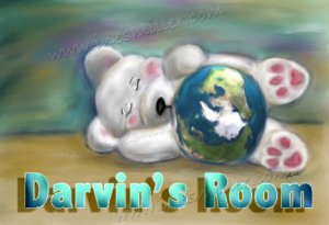 Custom name Art print PERSONALIZED Children Room sleeping cub Earth white bear custom print 13" X19"