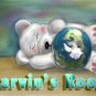 Custom name Art print PERSONALIZED Children Room sleeping cub Earth white bear custom print 13" X19"