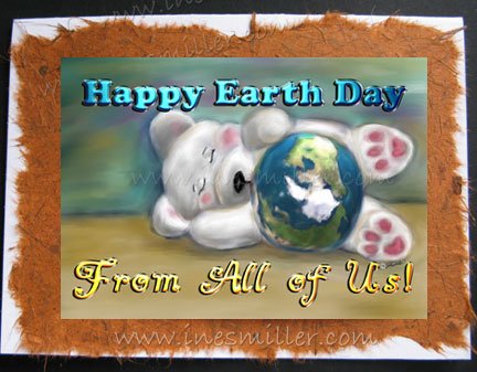 FROM ALL OF US Happy Earth Day Greeting card Environment Awareness Handmade Card Teddy Bear