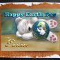 PARTNER Happy Earth Day Personalized handmade greeting card Gay lesbian White bear cub blue planet