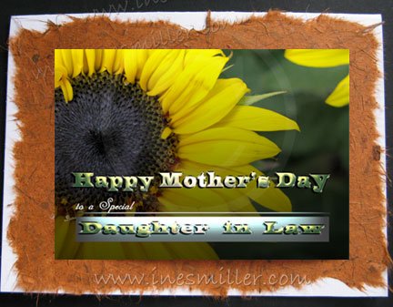 Mother's Day Card DAUGHTER IN LAW Handmade personalized cards Sunflower Nature yellow flower