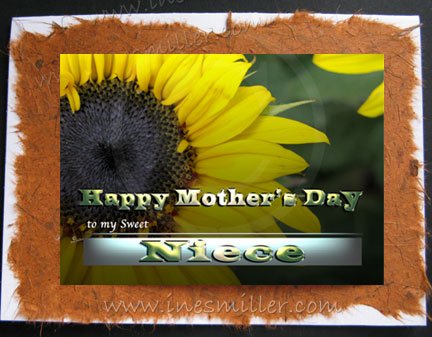 Happy Mother's Day Card NIECE Sunflower shinny heart Handmade personalized art