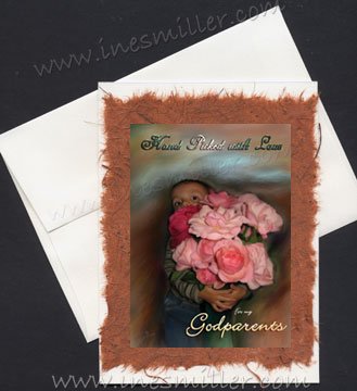 PARENTS Anniversary Handmade Greeting Card art painting cards child pink Roses