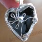 Black HEART  Daisy Soldered glass pendant handmade fashion jewelry
