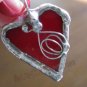 Red heart passion  curly whimsey hearts soldered glass heart pendant fashion jewelry handmade  gifts