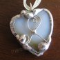 HEART PENDANT cream & white SOLDERED heart pendant UNIQUE Handmade gifts