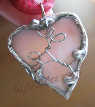 Pretty Pink Heart Pendant whimsical fashion jewelry handcrafted soldered heart pendant
