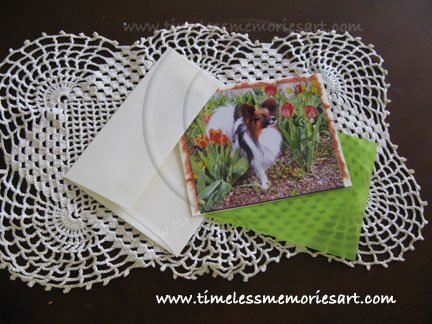 Papillon Dog tulip garden notecards personalized custom cards gift set8 stylish boutique cards