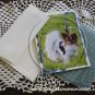Papillon dog on green grass  country field  handmade dog cards boutique  notecards