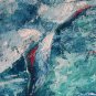 Dolphin Painting for sale Blue lagoon swimming dolphin acrylic Pallet Knife Painting