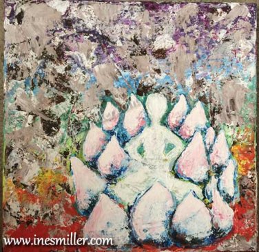 Lotus Flower rainbow Pallet knife Painting Original Painting 12x12