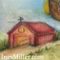 Hot Air Balloon  animal ride country farm view painting whimsical art