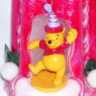 Hand Carved Candle Happy Birthday with Disney Pooh Figurine