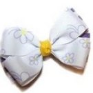 Yellow, White 'N Purple Flower Two Layer Hair Bow