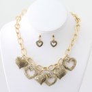 Gold Heart Necklace & Earring Set